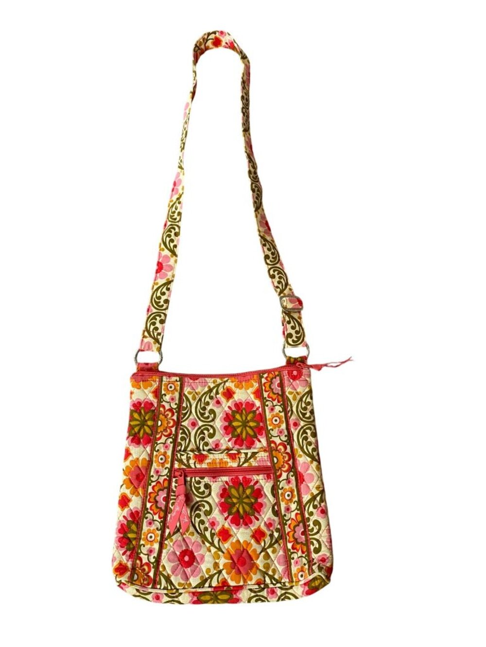 Vera Bradley Floral Quilted Crossbody Folkloric Zip Closure Purse Bag - Picture 2 of 11